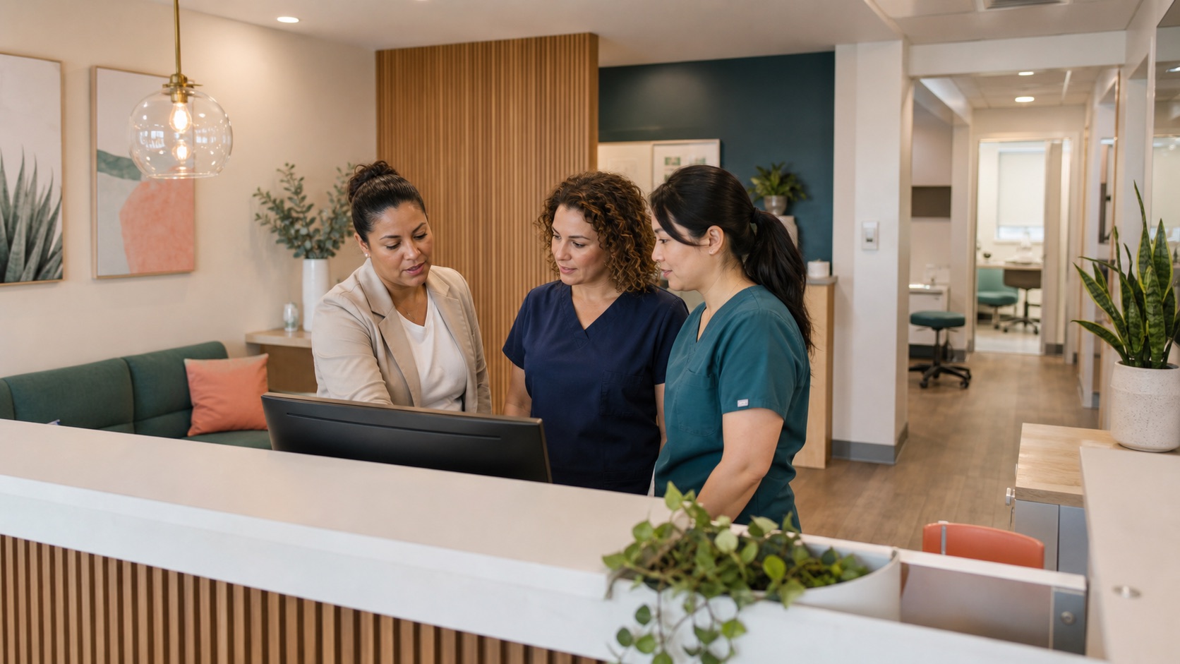 Dental-practice team reviewing tomorrow's appointment capacity together